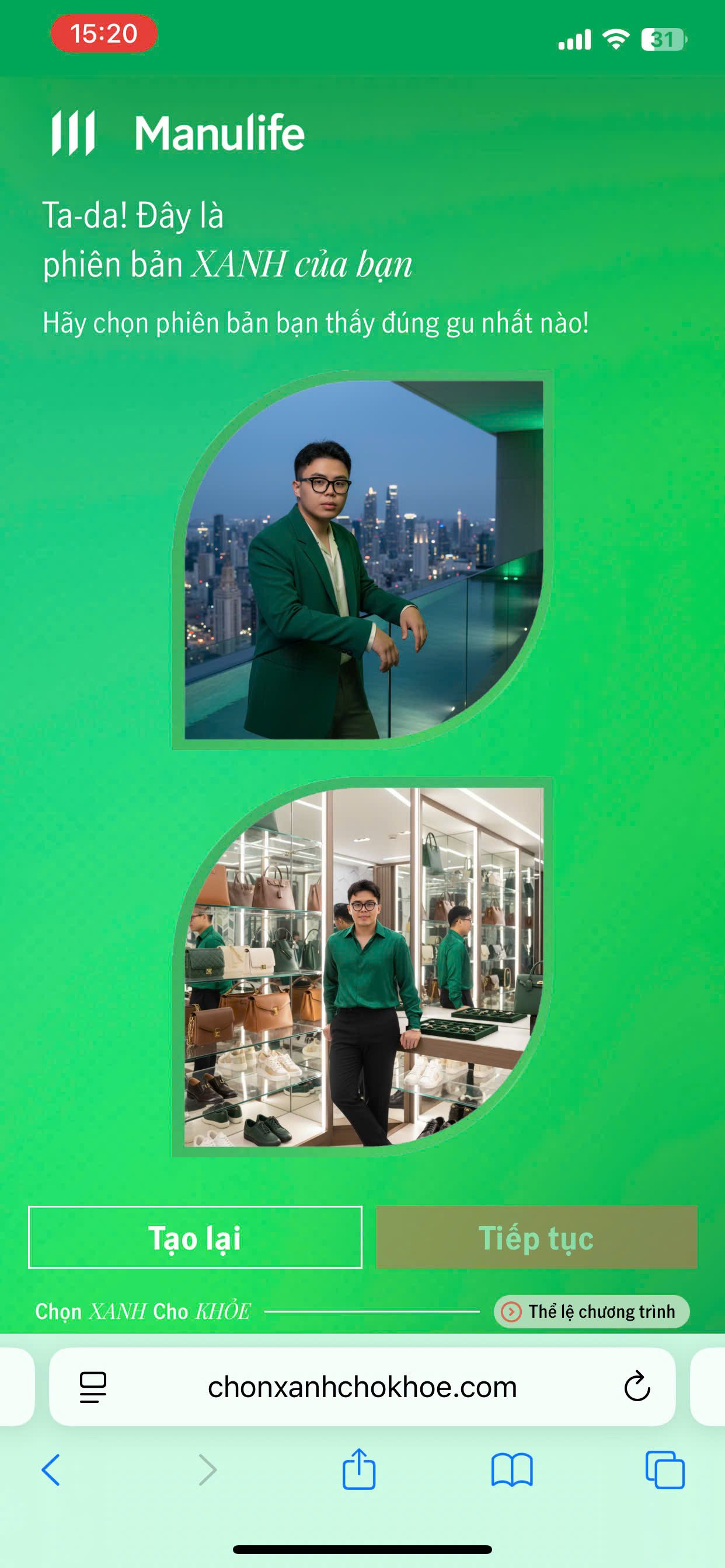 Choose Green for Health: Creating a Personalized Image Journey with Manulife's AI Generation Photo.