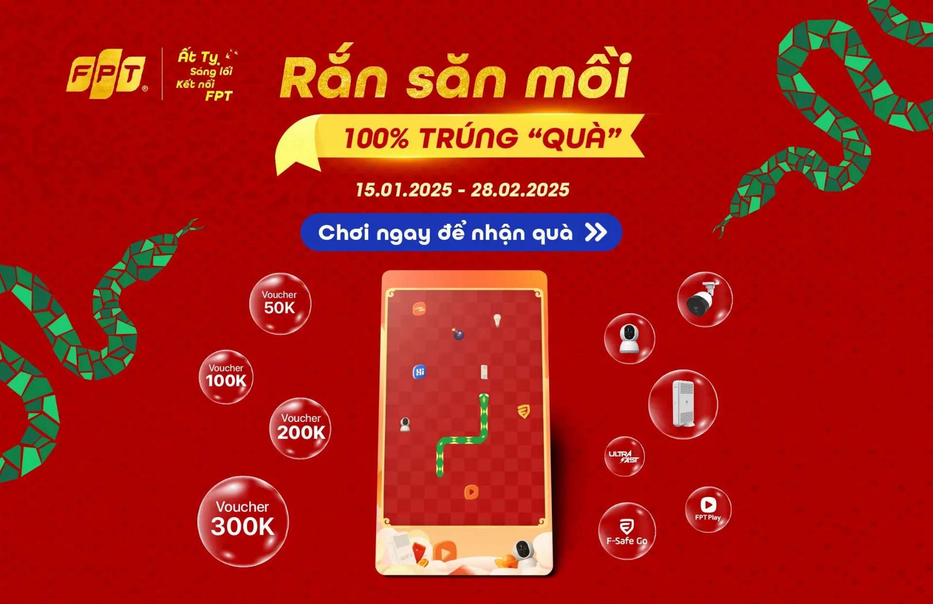 FPT 'nhả vía' săn rắn vàng 9999 cùng loạt trò chơi 100% có quà - CÔNG TY CỔ PHẦN VIỄN THÔNG FPT