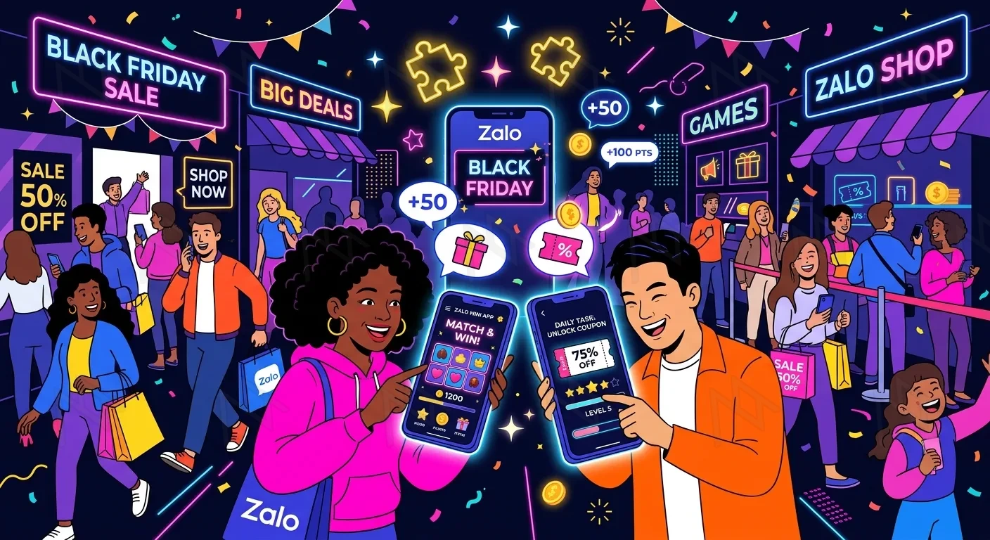 Customers interacting with Zalo Mini App on Black Friday