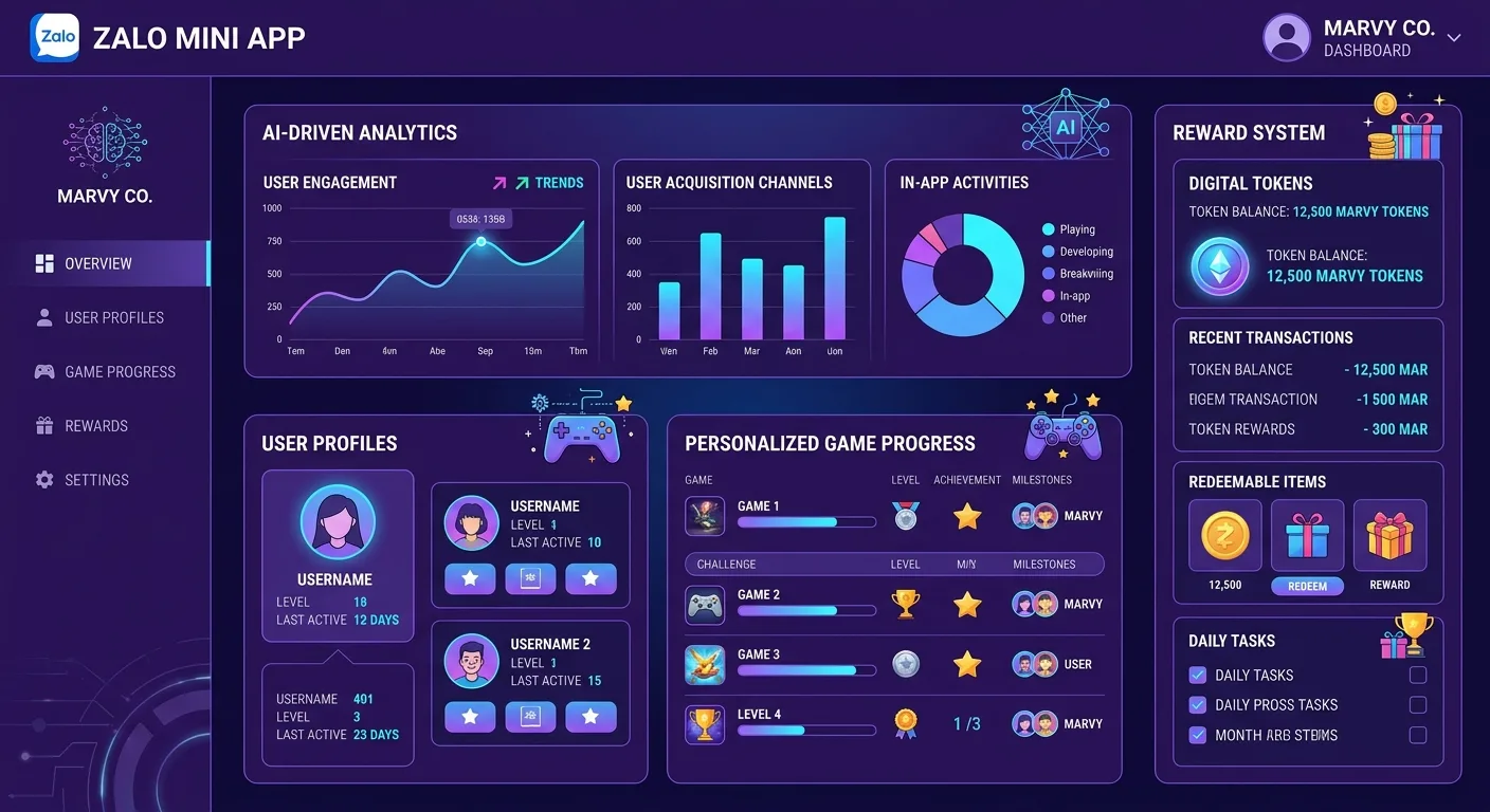 Advanced Zalo Mini App dashboard with AI analytics and personalized rewards in 2026