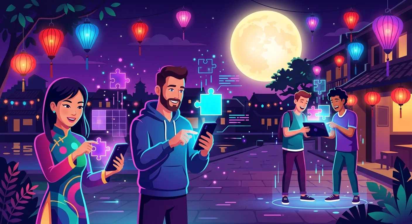 Users collecting digital puzzle pieces during Mid-Autumn Festival